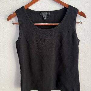 Black Viscose Sleek Minimal Sleeveless Top Womens Medium Flattering Slimming Y2K